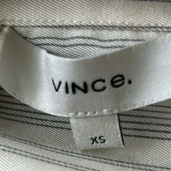 Vince Striped Silk Blend Twill Shirt Cream Black Excellent Size XS - Picture 6 of 12